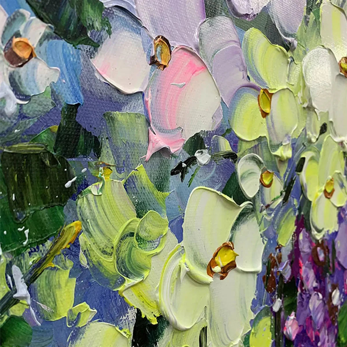 SERENITY IN PURPLE: Vertical Impasto Floral Oil Painting | rectangular format, hand-painted canvas edge