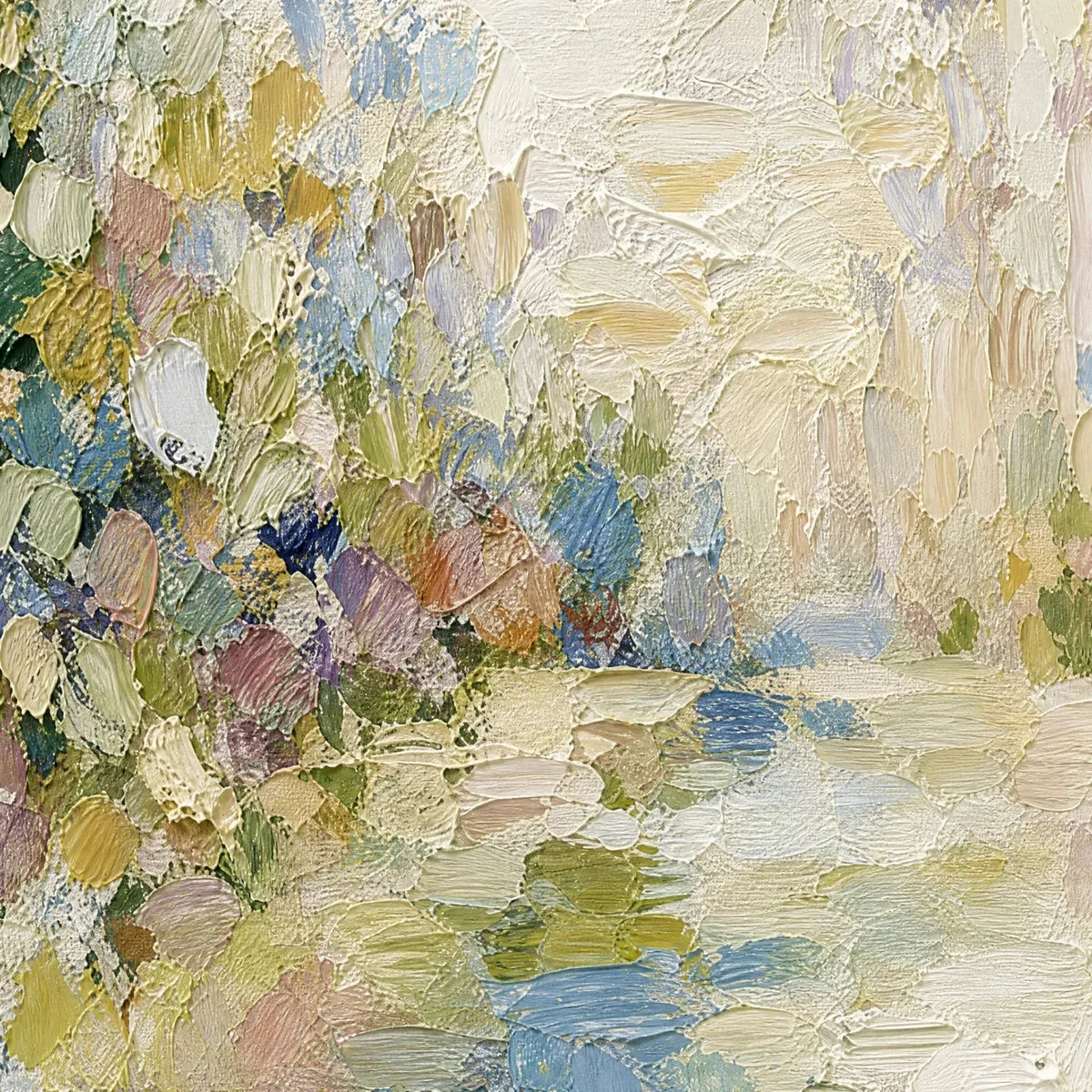 SERENITY: Textured Abstract Landscape Oil Painting | rectangular format, hand-painted canvas edge