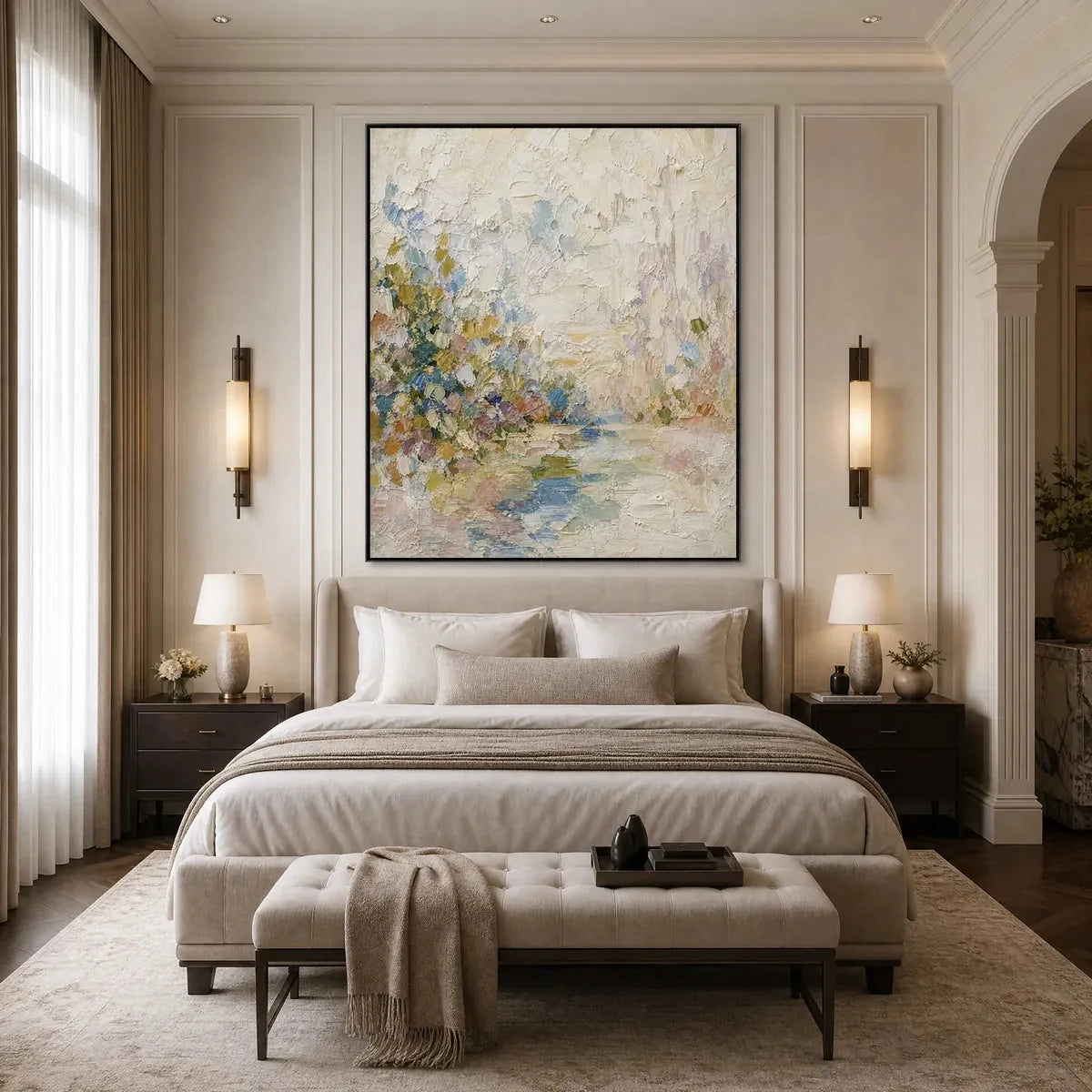 SERENITY: Textured Abstract Landscape Oil Painting | rolled canvas, ready for custom framing
