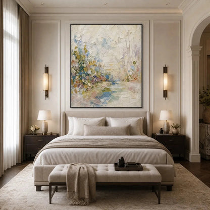 SERENITY: Textured Abstract Landscape Oil Painting | rolled canvas, ready for custom framing