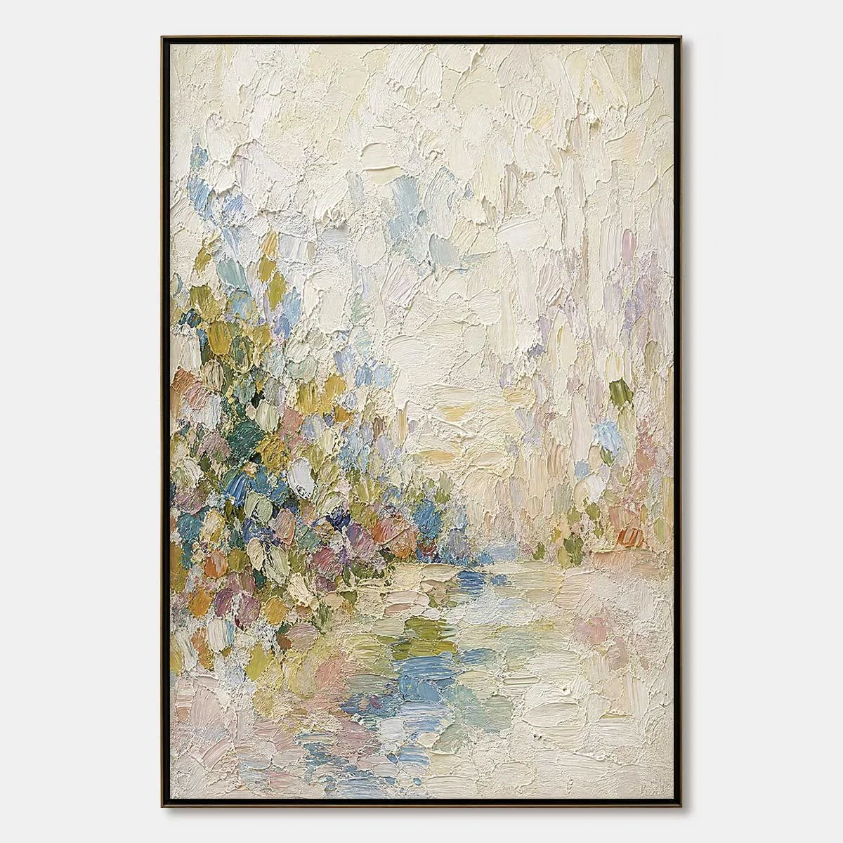 SERENITY: Textured Abstract Landscape Oil Painting | hanging in living room, Abstract wall art