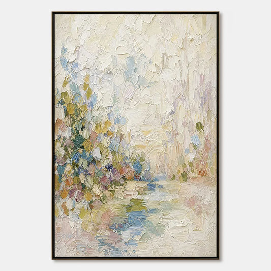 SERENITY: Textured Abstract Landscape Oil Painting | hanging in living room, Abstract wall art