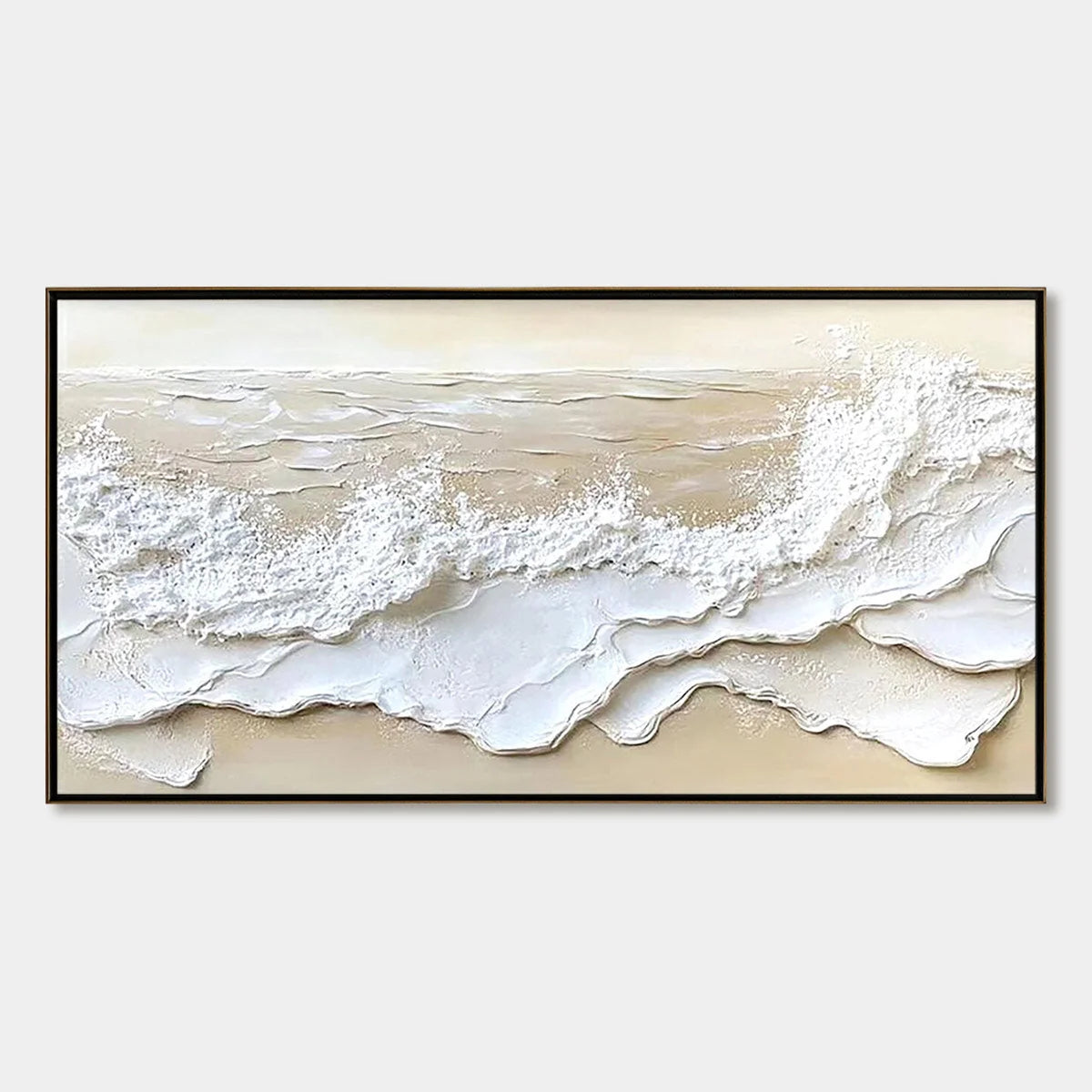 SERENITY TIDE: Textured Minimalist Beach Scene Painting | hanging in living room, Minimalist wall art