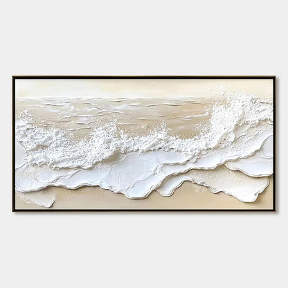 SERENITY TIDE: Textured Minimalist Beach Scene Painting | hanging in living room, Minimalist wall art