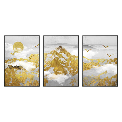 Set met gouden bergprint: abstracte landschapsmuurkunst #18