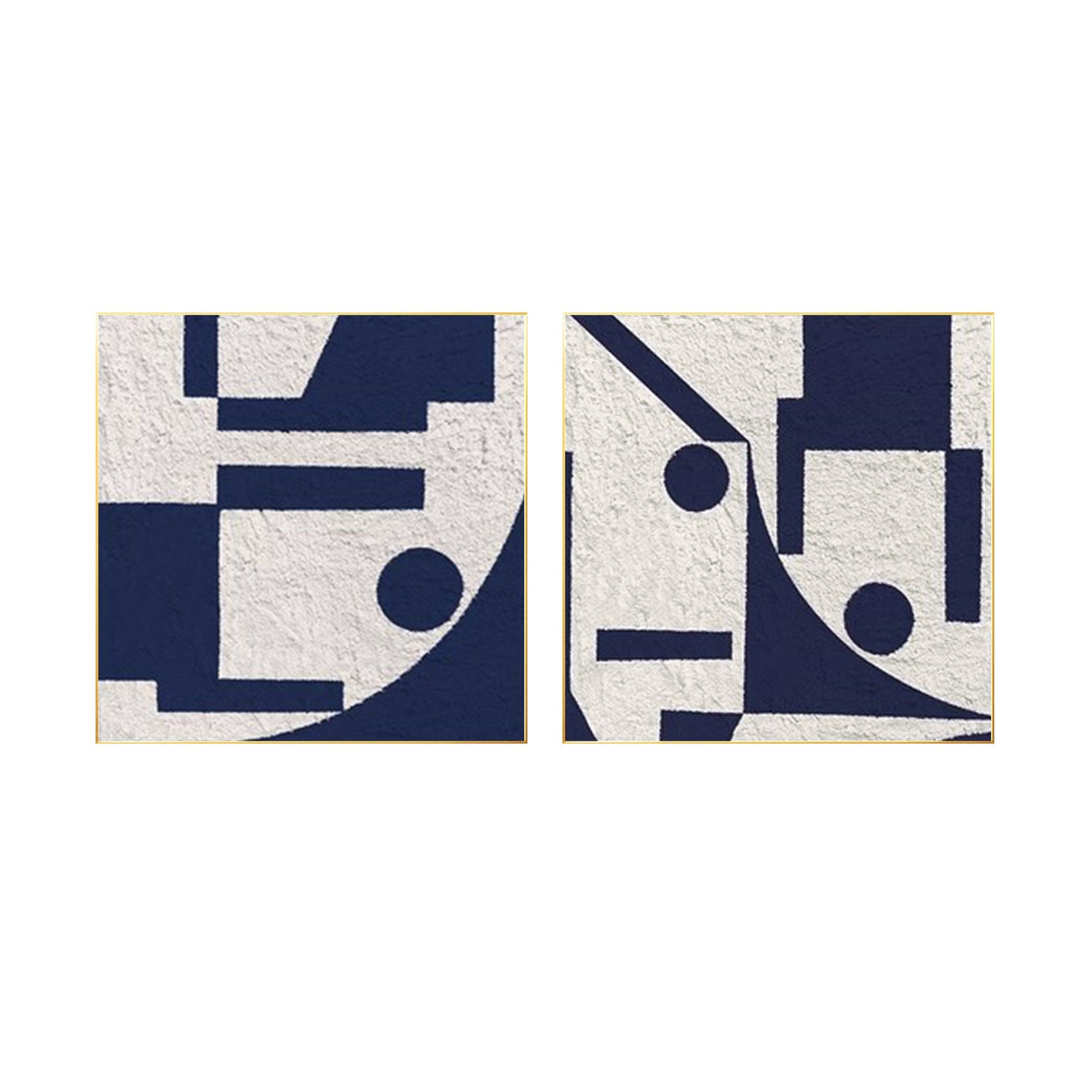 Set of 2 white blue textured minimalist painting, modern navy blue wall art, liv #7