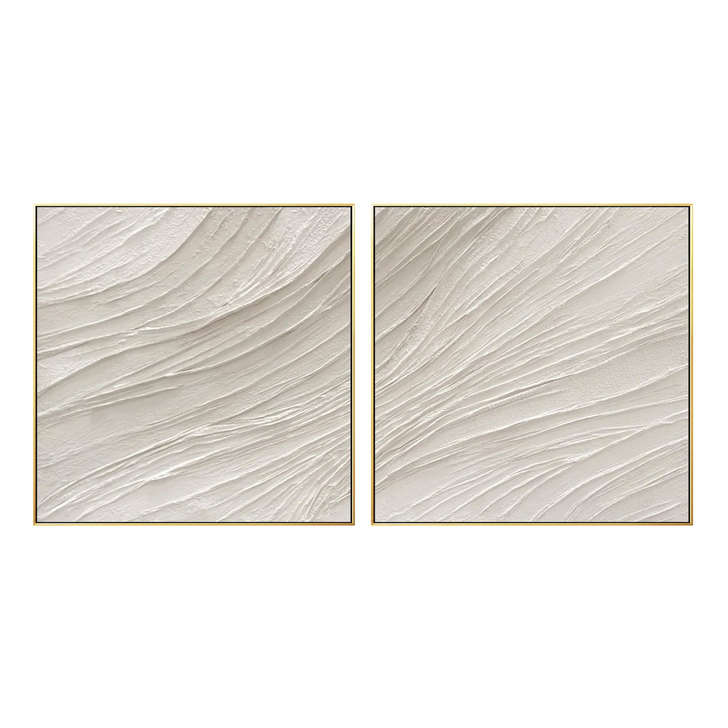 Set of 2 White Textured Abstract Painting: Nordic Modern Wall Art #8