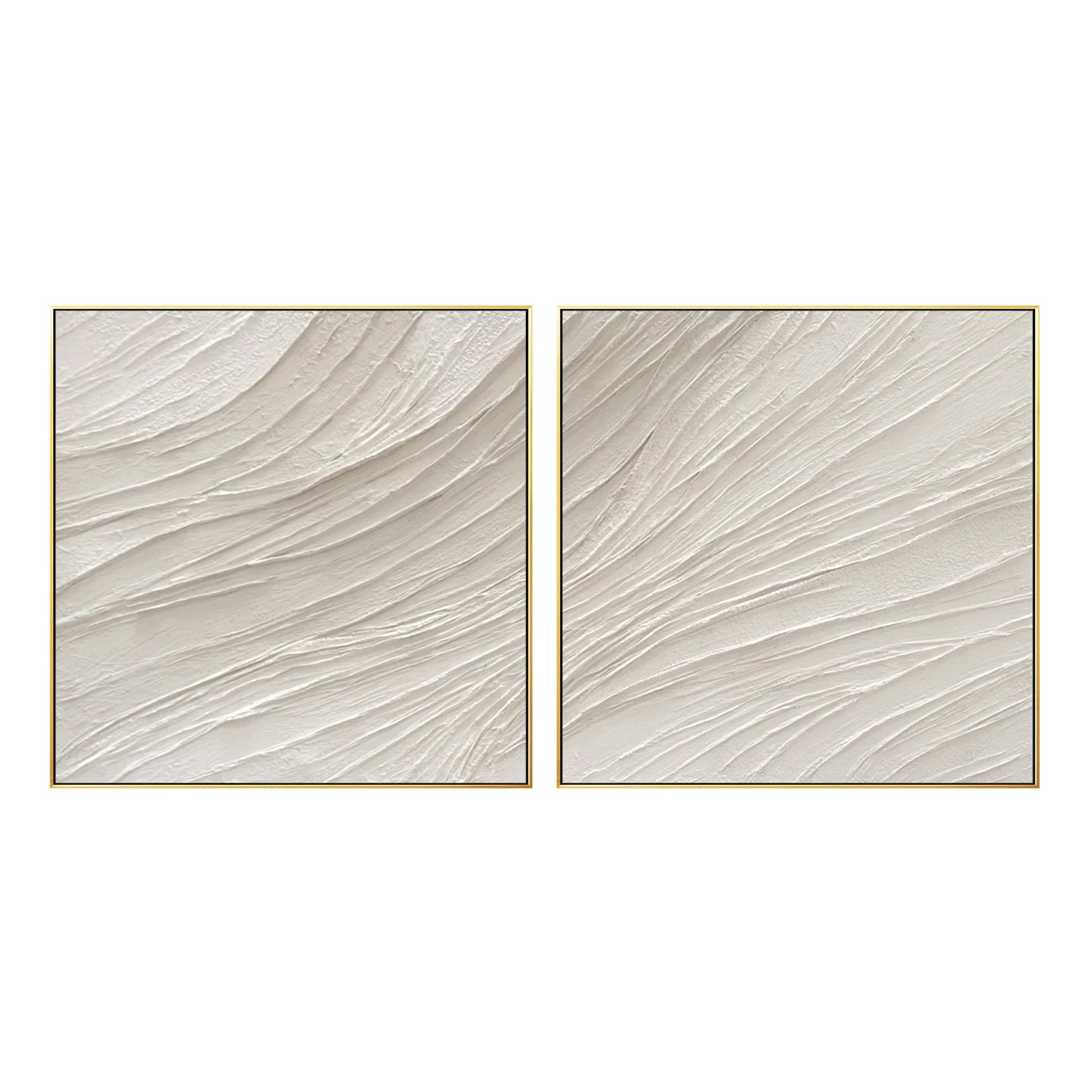 Set of 2 White Textured Abstract Painting: Nordic Modern Wall Art #8