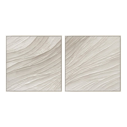Set of 2 White Textured Abstract Painting: Nordic Modern Wall Art #9