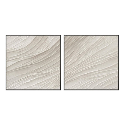 Set of 2 White Textured Abstract Painting: Nordic Modern Wall Art #10