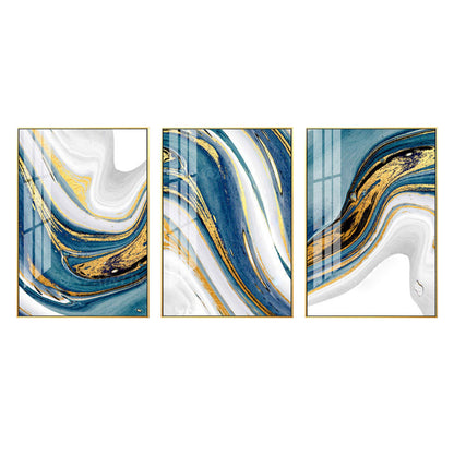 Set of 3 wall art Gold painting light blue wall art abstract wall art wall paint #9