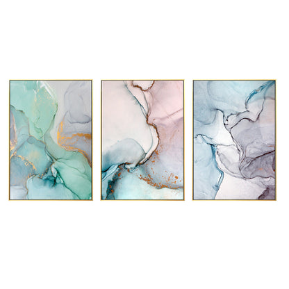Set of 3 wall art prints geometric gold abstract printable framed painting coral #8