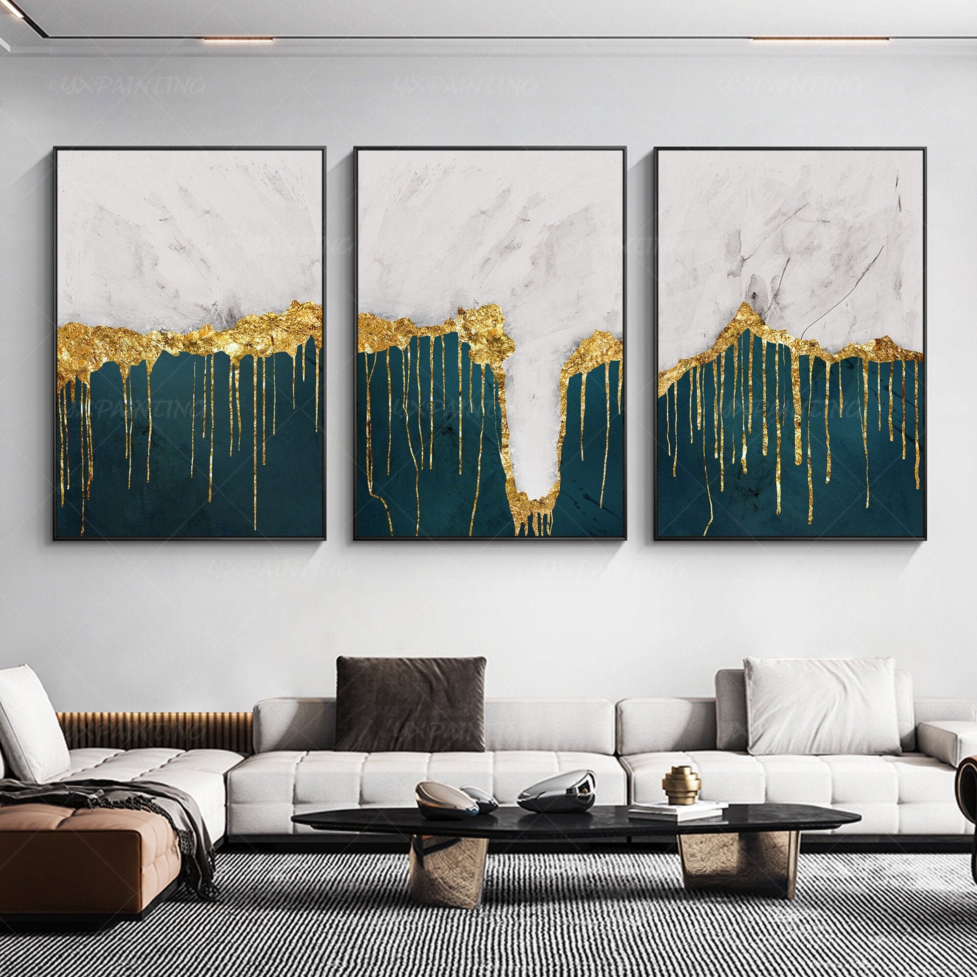 Set van 3 minimalistische kunst aan de muur olieverfschilderij kan op maat worde #2