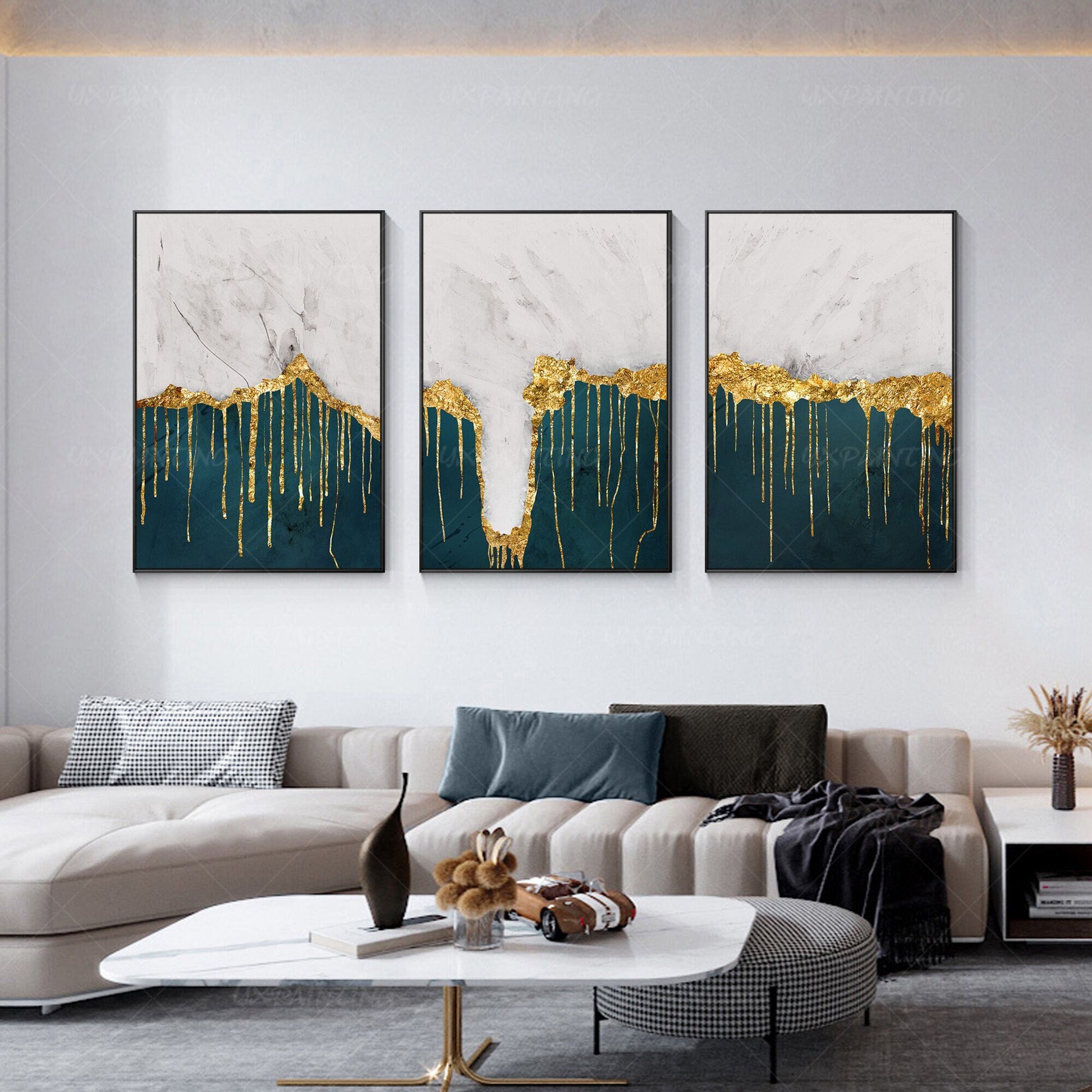 Set van 3 minimalistische kunst aan de muur olieverfschilderij kan op maat worde #1