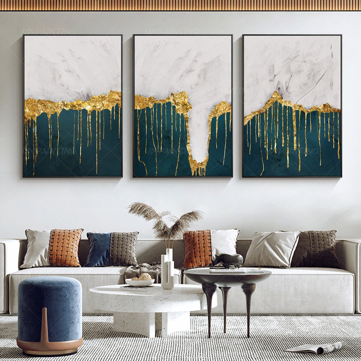 Set van 3 minimalistische kunst aan de muur olieverfschilderij kan op maat worde #4