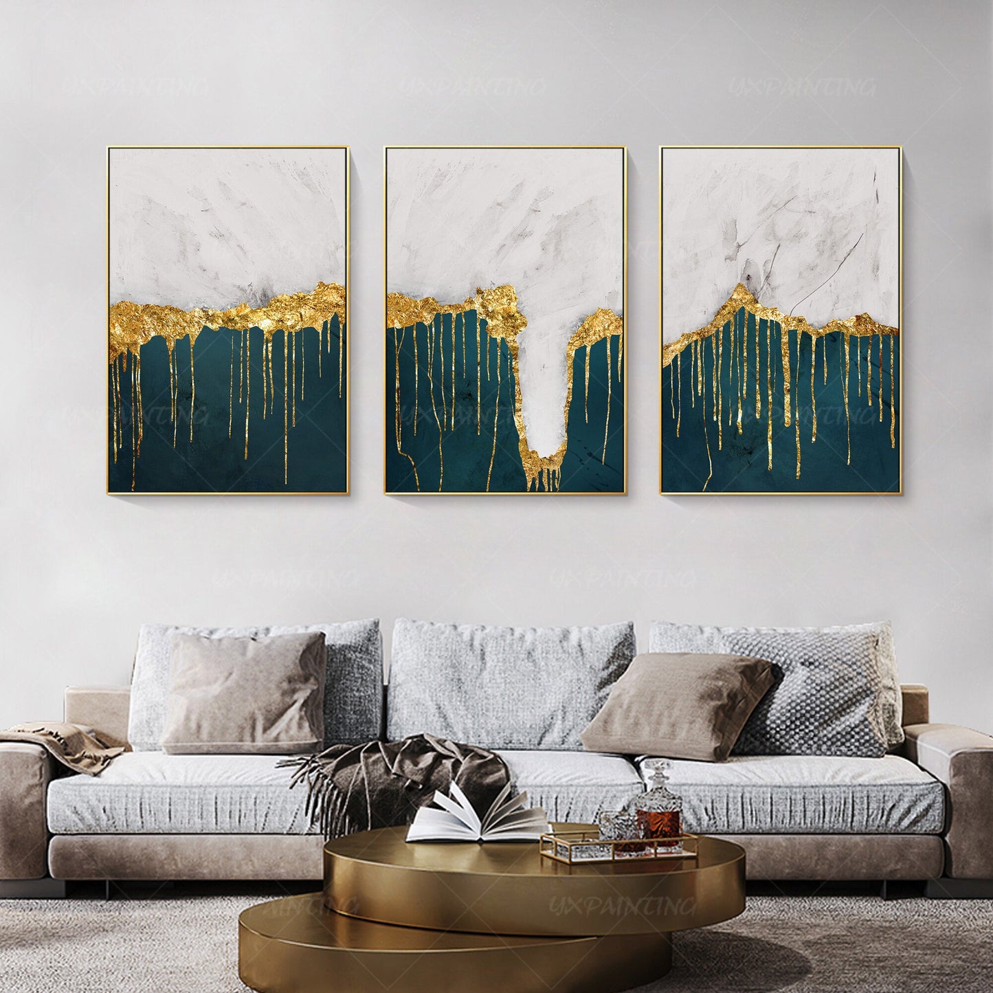 Set van 3 minimalistische kunst aan de muur olieverfschilderij kan op maat worde #5