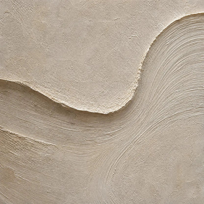 SHORELINE ECHO: Textured Beige Wabi Sabi Wall Art Set of 3 | rectangular format, hand-painted canvas edge