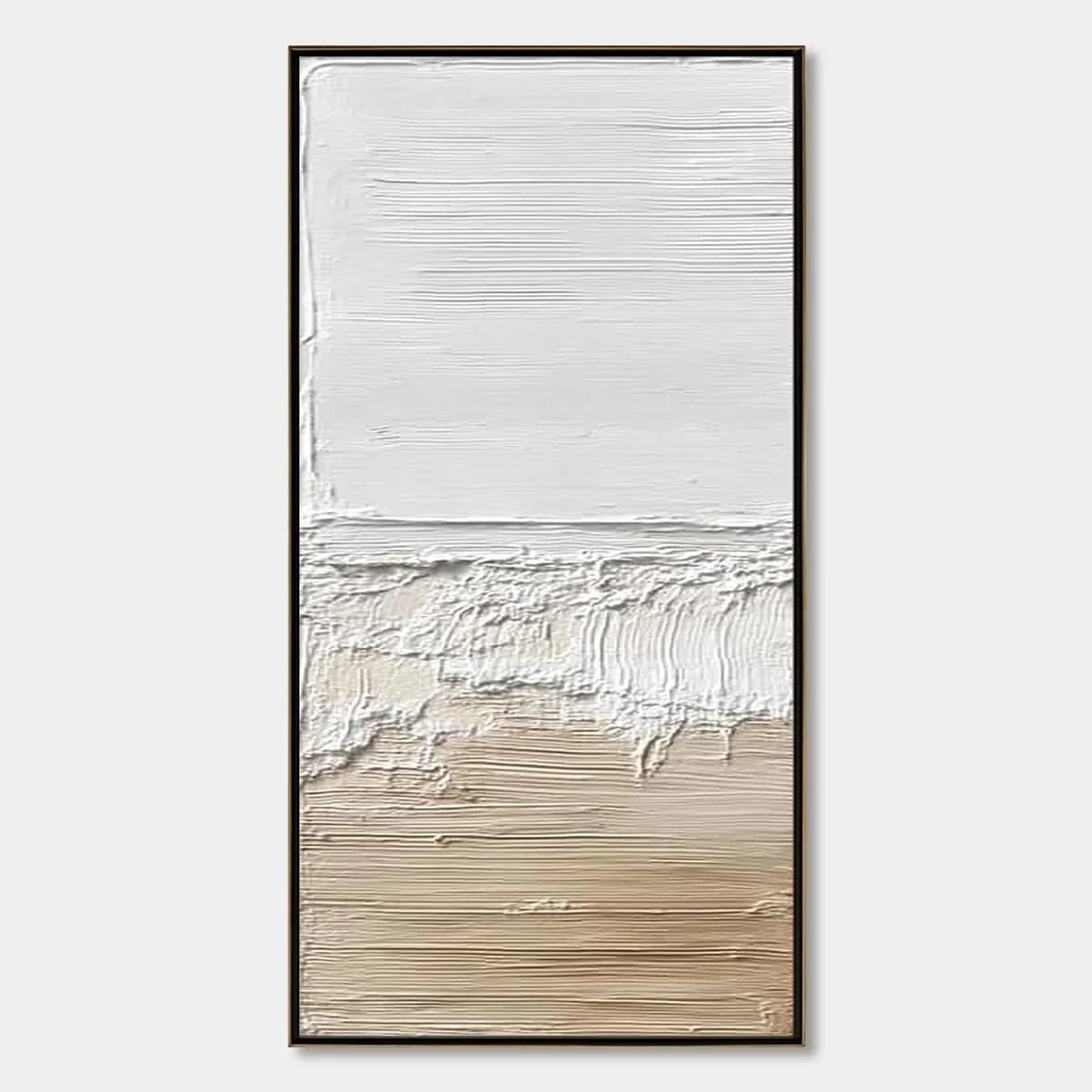 SHORELINE ECHO: Wabi Sabi Textured Minimalist Painting | hanging in living room, Minimalist wall art