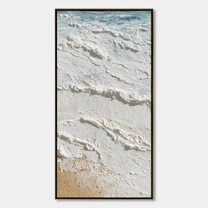 SHORELINE WHISPERS: Textured Wabi Sabi Coastal Painting | hanging in living room, Abstract wall art