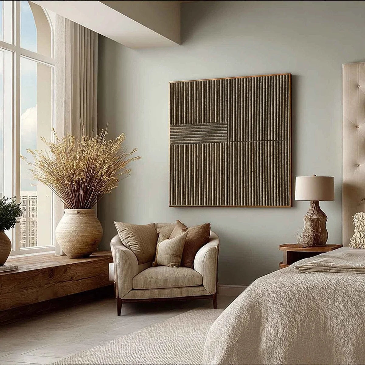 SILENT CADENCE: Square Textured Wabi-Sabi Abstract Wall Art | multi-color palette, original oil on stretched canvas art