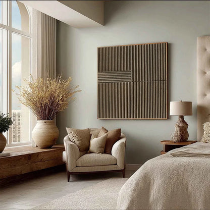 SILENT CADENCE: Square Textured Wabi-Sabi Abstract Wall Art | multi-color palette, original oil on stretched canvas art
