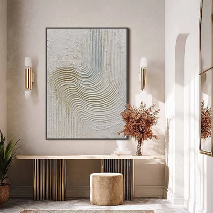 SILENT FREQUENCY: Textured Wabi Sabi Minimalist Abstract Wall Art | black frame version on white wall