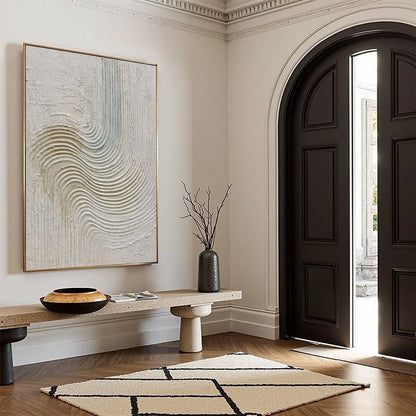 SILENT FREQUENCY: Textured Wabi Sabi Minimalist Abstract Wall Art | multi-color palette, original oil on stretched canvas art