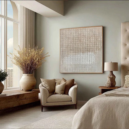 SILENT RHYTHM: Textured Wabi Sabi Abstract Painting in Neutral Tones | multi-color palette, original oil on stretched canvas art
