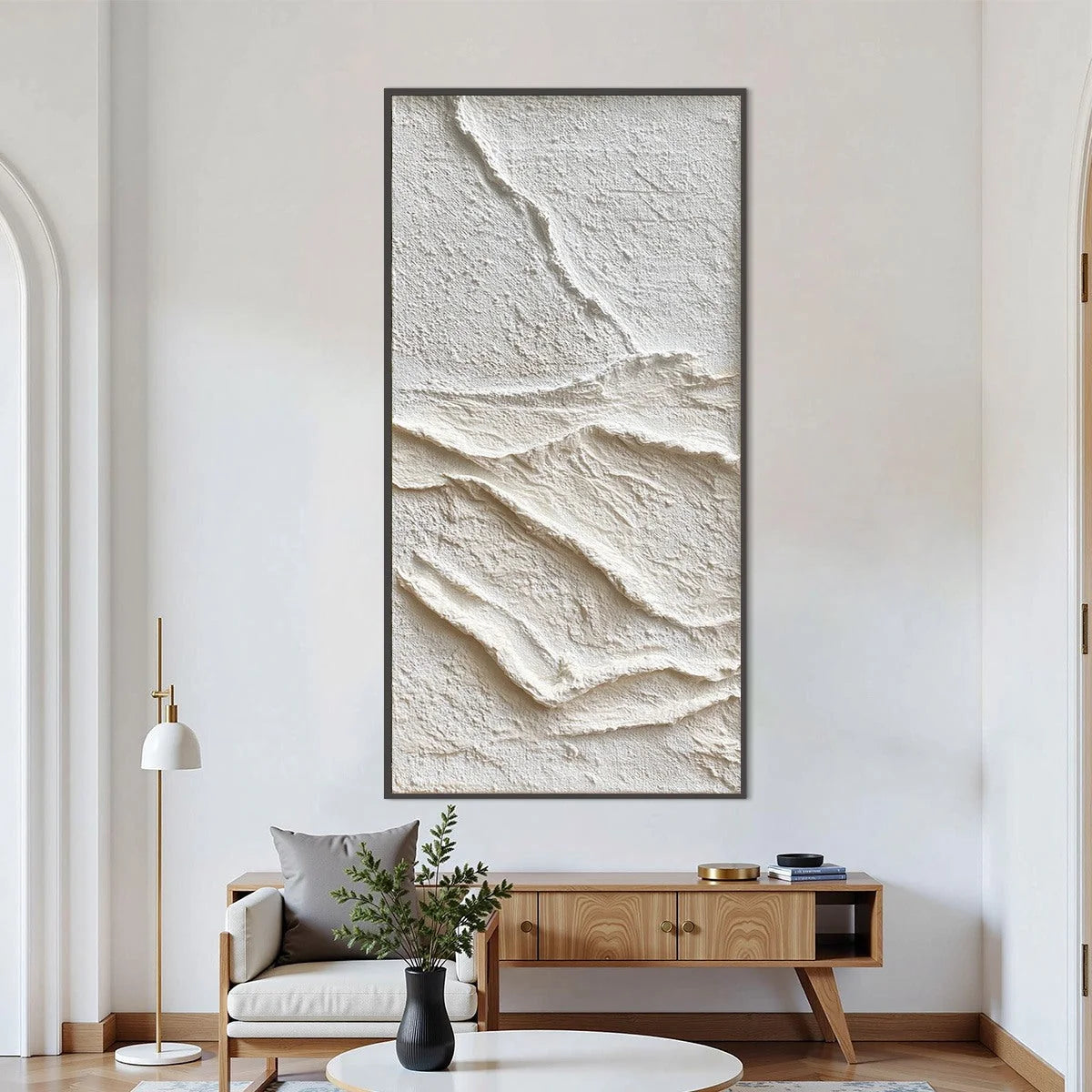 SILENT STRATA: Wabi Sabi Textured Minimalist Abstract Painting | Minimalist closeup, raised brushwork detail