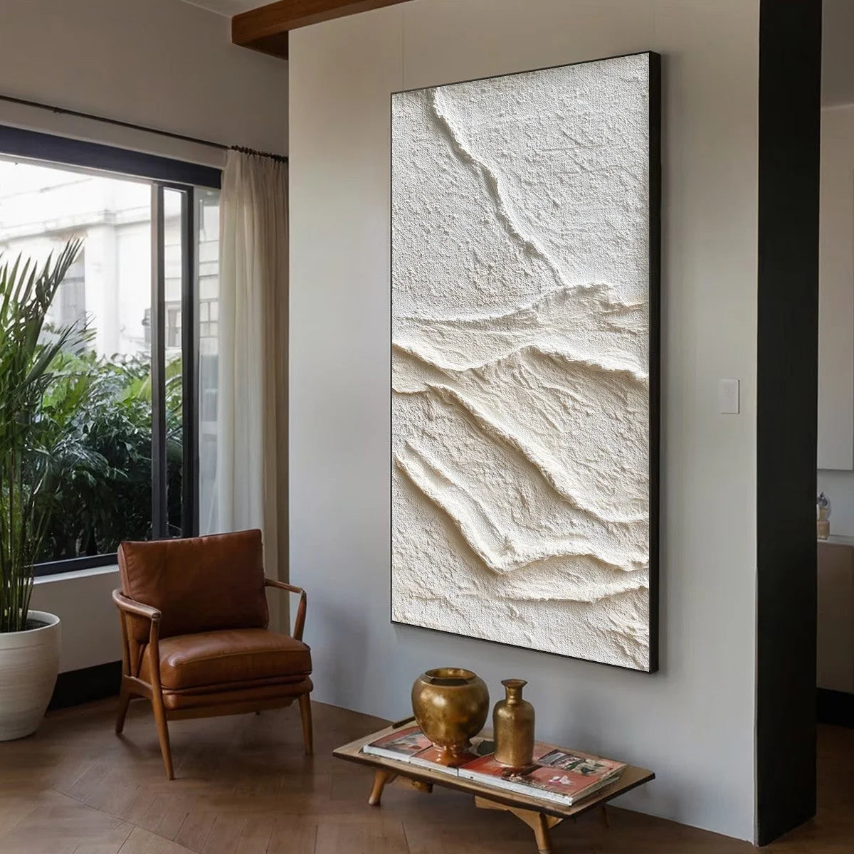 SILENT STRATA: Wabi Sabi Textured Minimalist Abstract Painting | Minimalist mood, soft natural light studio shot