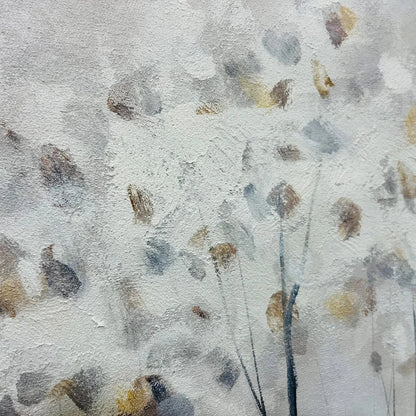 SILVER BIRCH MIST: Forest Landscape Painting in Grey and White | rectangular format, hand-painted canvas edge