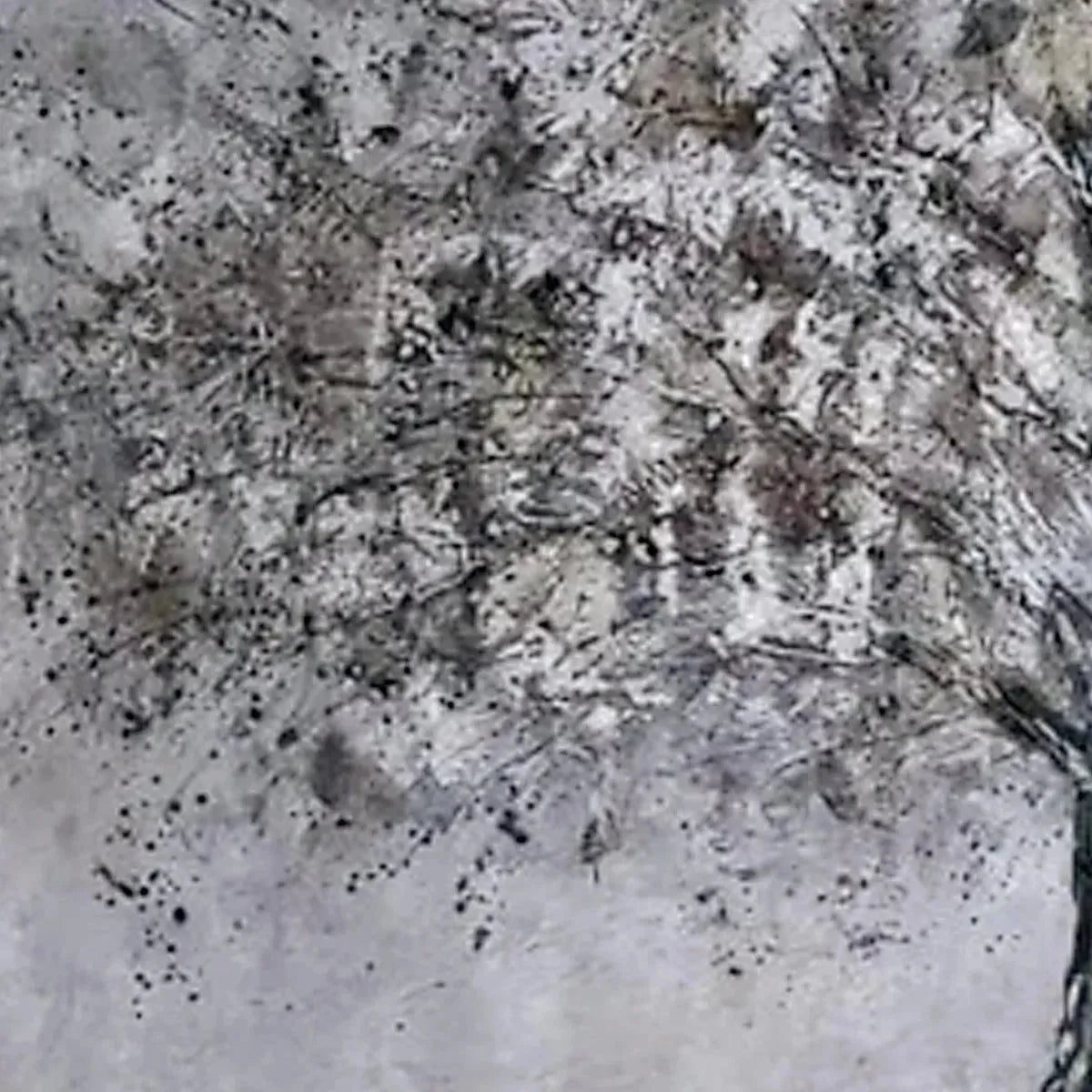 SILVER BIRCH: Textured Tree Painting in Grey and Gold | rectangular format, hand-painted canvas edge