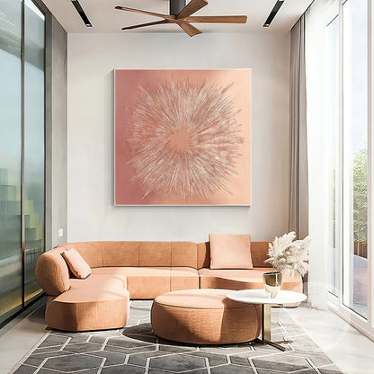 Silver Ray Abstract Painting: Large Boho Wall Art, Framed Canvas #1