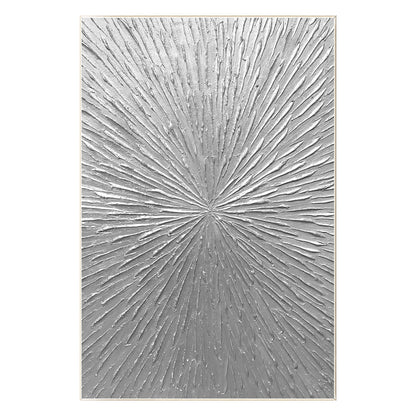 Silver Rays Abstract Textured Painting: Minimalist Wall Art Decor #8