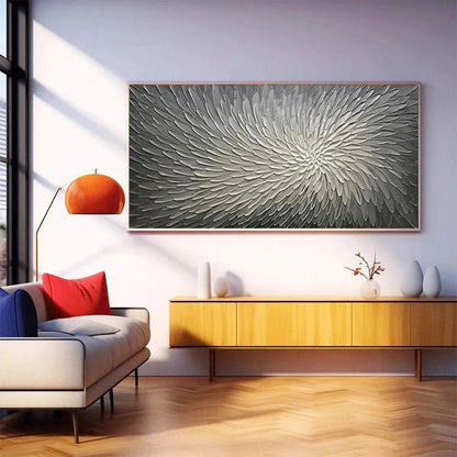 SILVER SWIRL: Textured Abstract Painting in Grey and White | Abstract closeup, raised brushwork detail