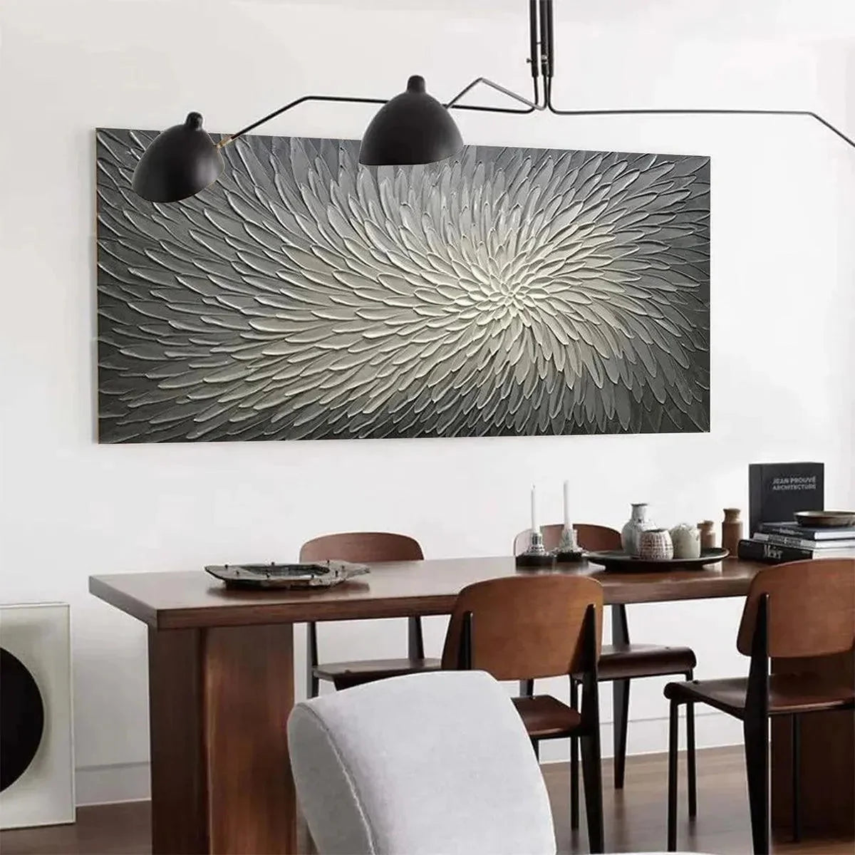 SILVER SWIRL: Textured Abstract Painting in Grey and White | rolled canvas, ready for custom framing
