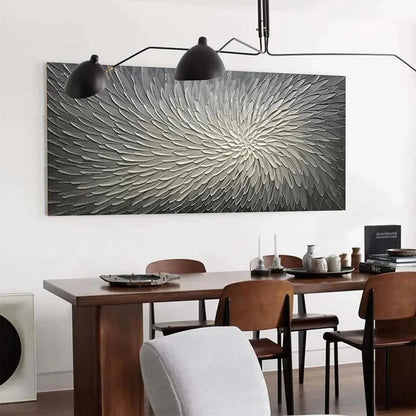 SILVER SWIRL: Textured Abstract Painting in Grey and White | rolled canvas, ready for custom framing