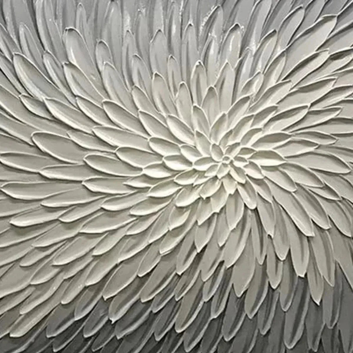 SILVER SWIRL: Textured Abstract Painting in Grey and White | black frame version on white wall
