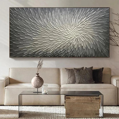 SILVER SWIRL: Textured Abstract Painting in Grey and White | beige palette, original oil on stretched canvas art
