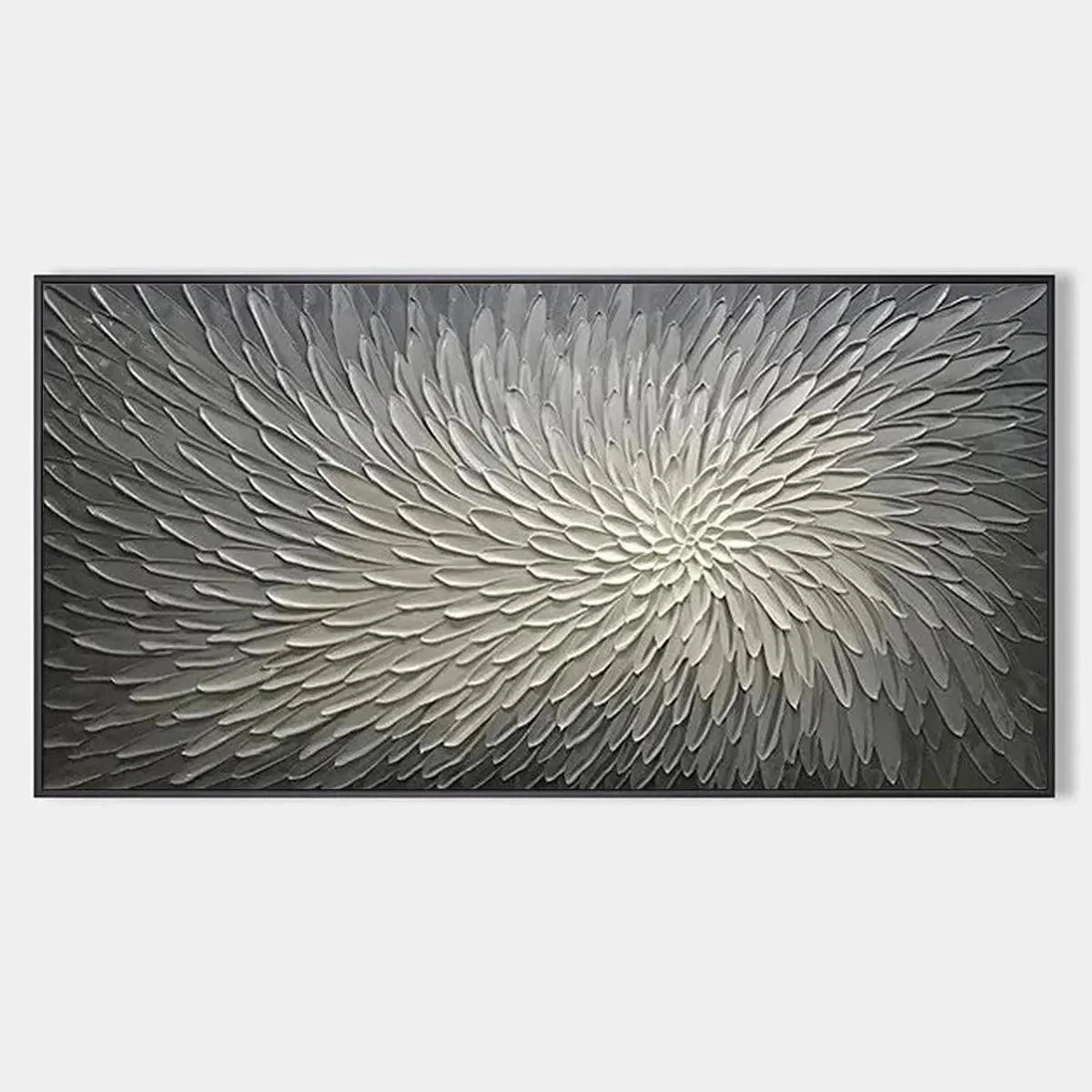 SILVER SWIRL: Textured Abstract Painting in Grey and White | hanging in living room, Abstract wall art