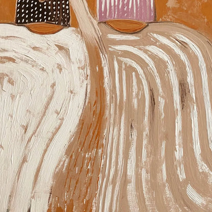 SISTERS OF THE SOIL: Textured Boho Folk Art Painting with Earthy Tones | rolled canvas, ready for custom framing