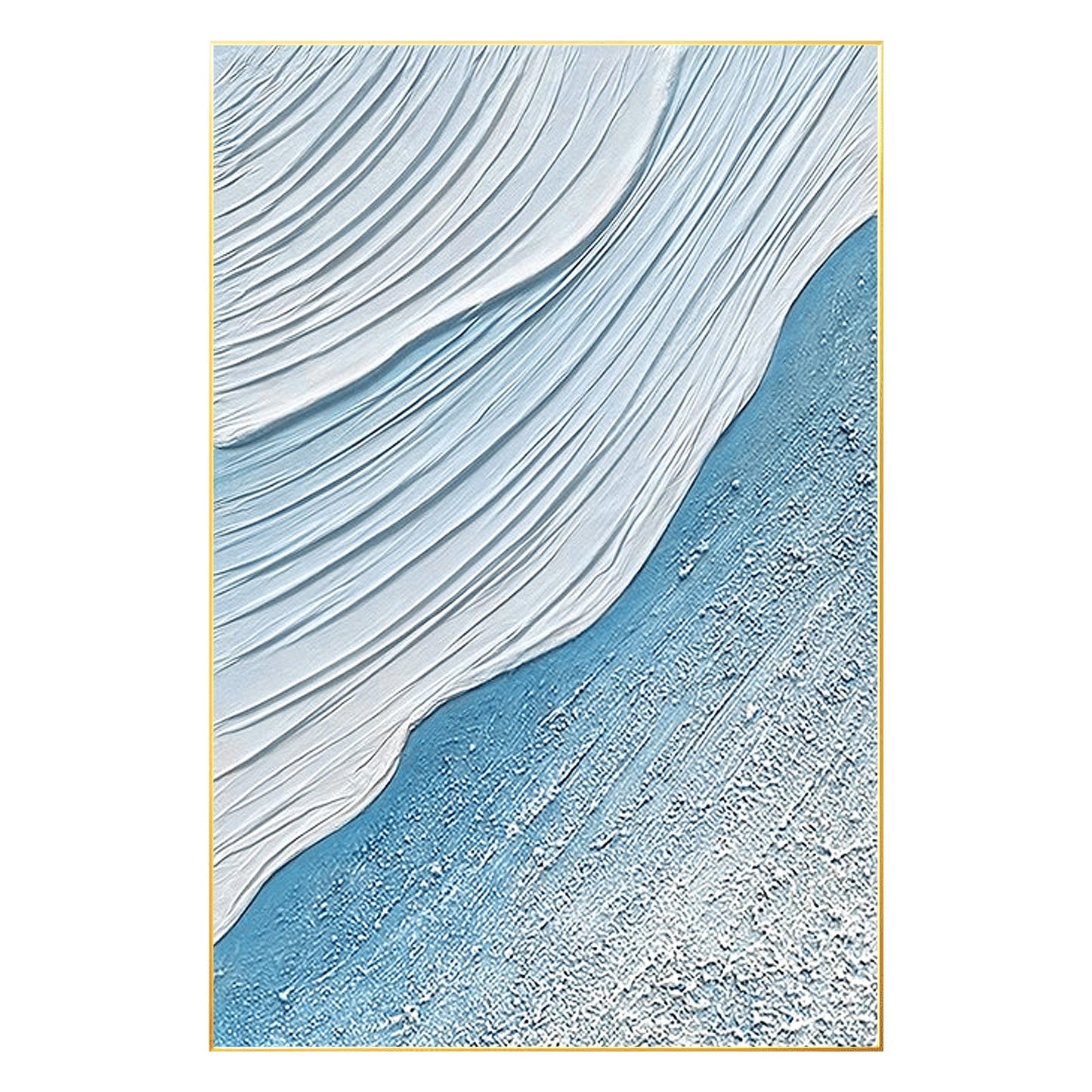 Sky Blue White Seascape Texture Wall Art, Original Sea Waves Painting on Canvas, #7