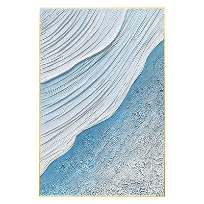 Sky Blue White Seascape Texture Wall Art, Original Sea Waves Painting on Canvas, #7