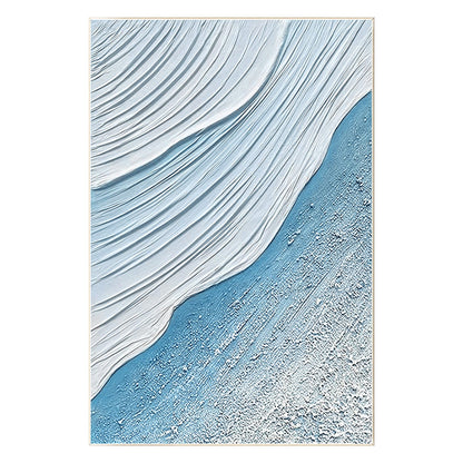 Sky Blue White Seascape Texture Wall Art, Original Sea Waves Painting on Canvas, #8