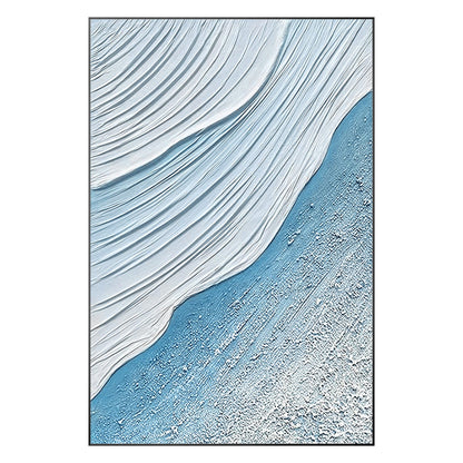 Sky Blue White Seascape Texture Wall Art, Original Sea Waves Painting on Canvas, #9