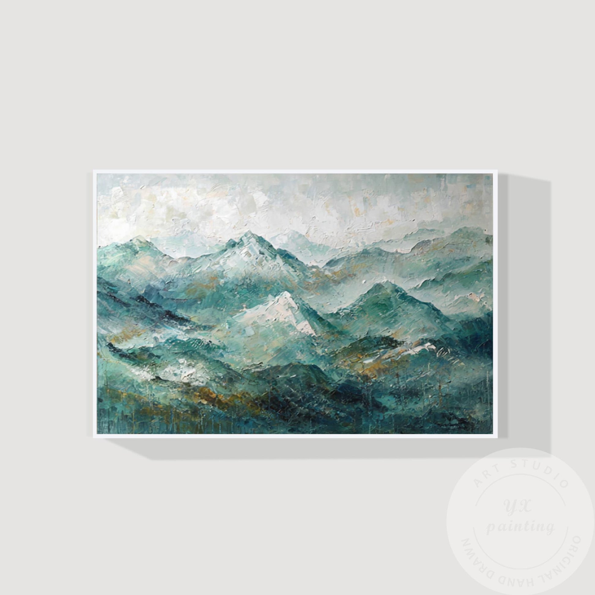 Smoky Mountains Landscape Wall Art, Textured Original Painting on Canvas, Horizo #6