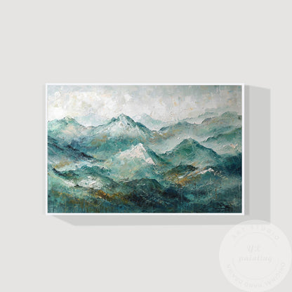 Smoky Mountains Landscape Wall Art, Textured Original Painting on Canvas, Horizo #6