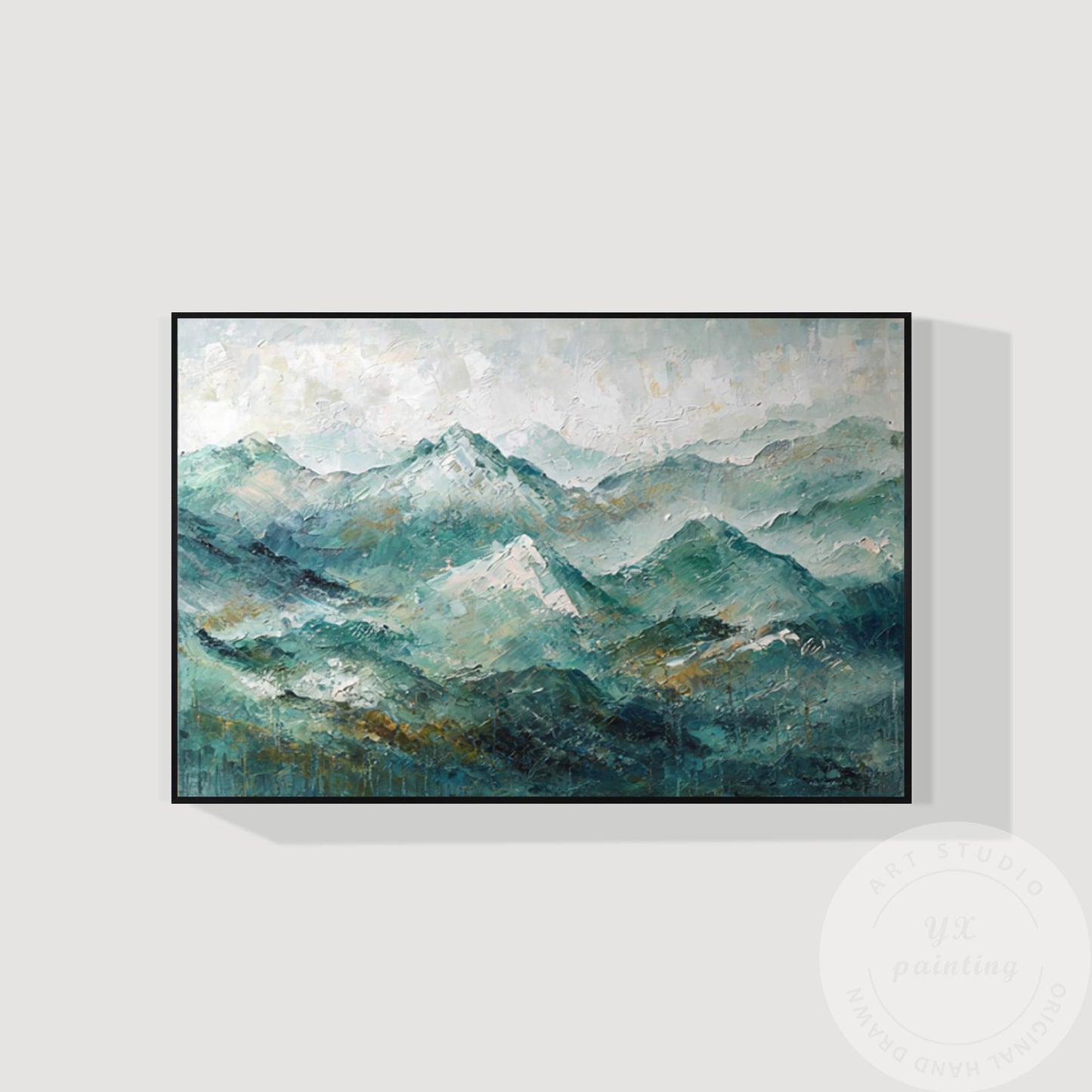 Smoky Mountains Landscape Wall Art, Textured Original Painting on Canvas, Horizo #7