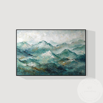 Smoky Mountains Landscape Wall Art, Textured Original Painting on Canvas, Horizo #7