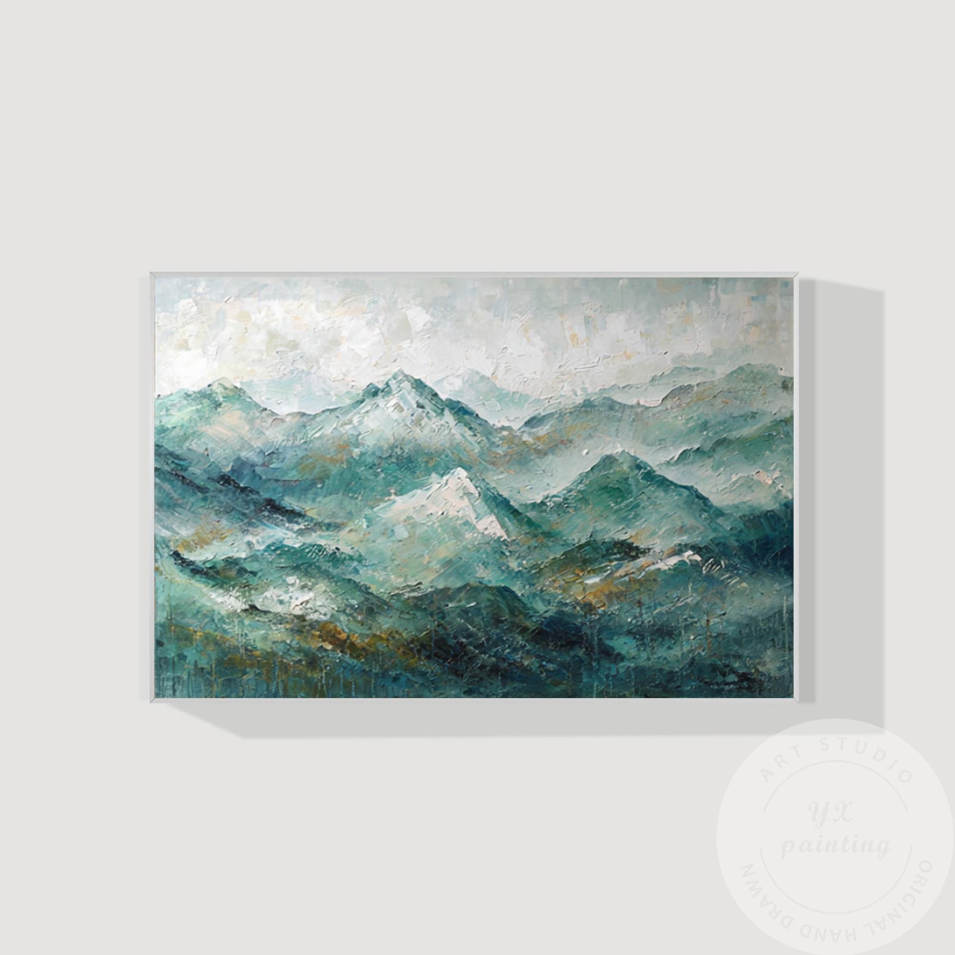 Smoky Mountains Landscape Wall Art, Textured Original Painting on Canvas, Horizo #10